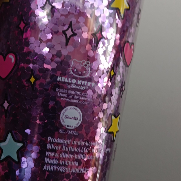 NWT Hello Kitty Print Glitter Pink Tumbler 32oz - Picture 5 of 5